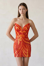 Black Strapless V Neck Sequins Bodycon Short Homecoming Dresses - Curvevia