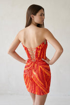 Black Strapless V Neck Sequins Bodycon Short Homecoming Dresses - Curvevia