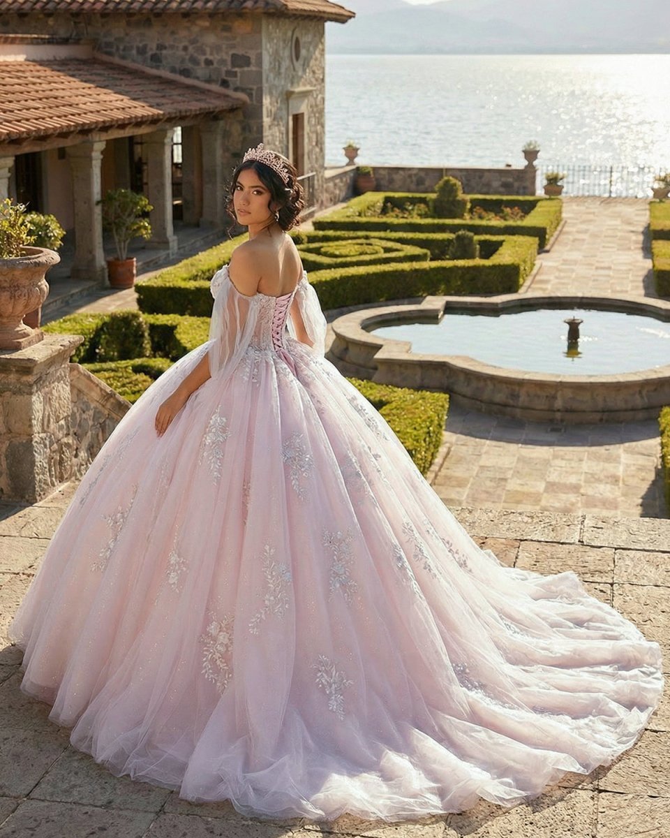 Light Pink Ball Gown Appliqued Quinceañera Dresses - Curvevia