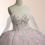 Light Pink Ball Gown Appliqued Quinceañera Dresses - Curvevia