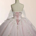 Light Pink Ball Gown Appliqued Quinceañera Dresses - Curvevia