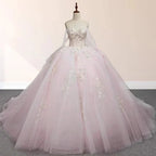 Light Pink Ball Gown Appliqued Quinceañera Dresses - Curvevia