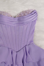 Blush A-Line Sweetheart Corset Ruffle Homecoming Dresses With Applique - Curvevia