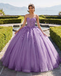 Sky Blue Ball-Gown Tulle 3D Flowers Sweetheart Quinceanera Dresses - Curvevia