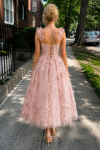 Aline Tulle Midi Evening Dress with 3D Butterflies - Curvevia