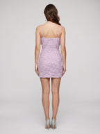 Lilac Tulle Sheath Sweetheart Back Zip Short Dress with Floral Beading - Curvevia