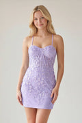 Sheath Lace Corset Homecoming Dress - Curvevia