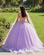 Lilac Sweetheart Sleeveless Quinceanera Dresses with Appliques - Curvevia