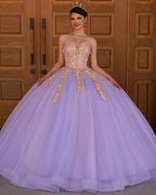 Lilac Sweetheart Sleeveless Quinceanera Dresses with Appliques - Curvevia