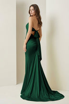 Yellow Sweetheart Mermaid Satin Evening Dress With Cutout - Curvevia