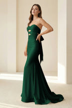 Yellow Sweetheart Mermaid Satin Evening Dress With Cutout - Curvevia