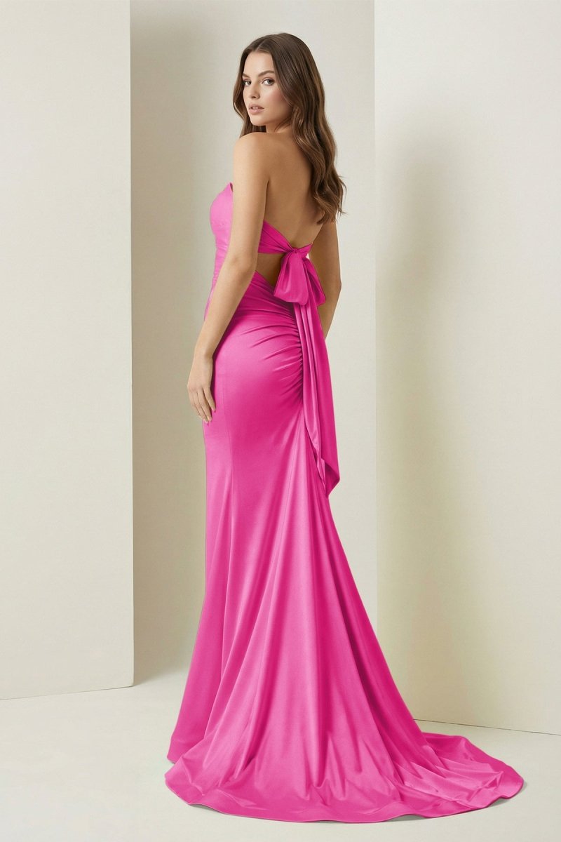 Yellow Sweetheart Mermaid Satin Evening Dress With Cutout - Curvevia
