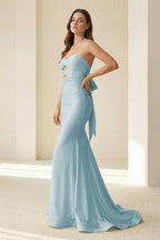 Yellow Sweetheart Mermaid Satin Evening Dress With Cutout - Curvevia