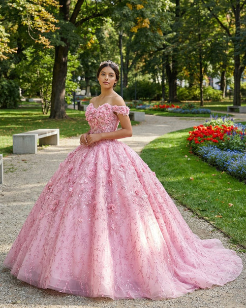 A Line Appliques Off the Shoulder Sweet Quinceanera Dresses with Beading - Curvevia