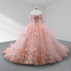 Blush Ball Gown Long Sleeves Off The Shoulder Quinceanera Dresses - Curvevia