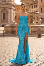 Sweetheart Sequins Mermaid Prom Dress With Beading - Curvevia