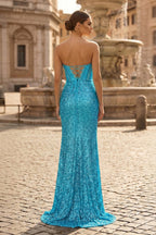 Sweetheart Sequins Mermaid Prom Dress With Beading - Curvevia