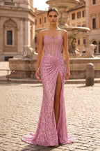 Sweetheart Sequins Mermaid Prom Dress With Beading - Curvevia