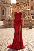 Sweetheart Sequins Mermaid Prom Dress With Beading - Curvevia