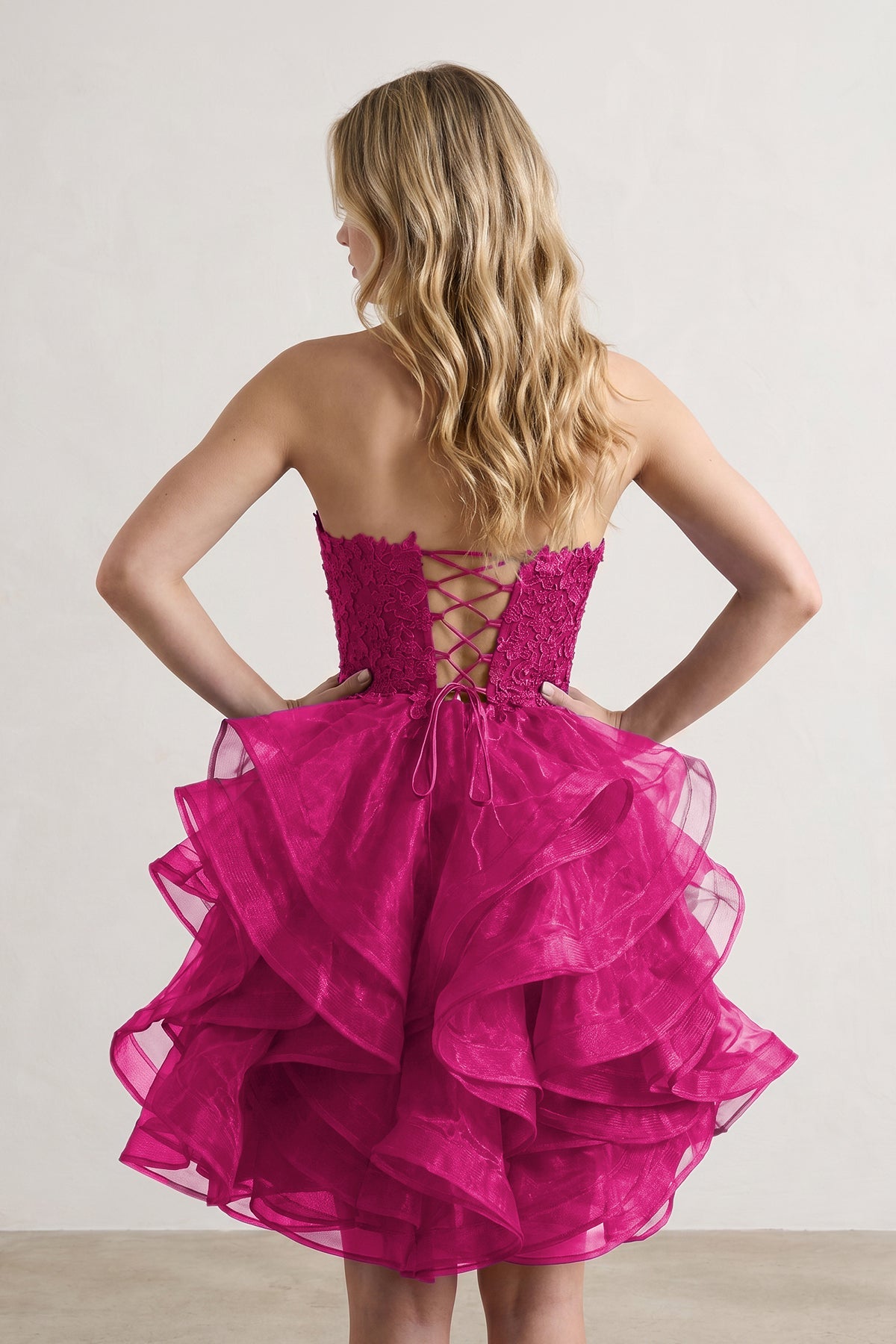 A-line Lace Appliques Organza Short Wedding Guest Dress - Curvevia