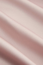Pink - Sheath Cowl Neck Satin Pleated Formal Prom Dresses With Ruffles - Curvevia