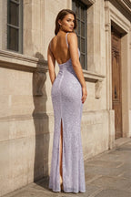 Simple Pink Mermaid Straps Sequin Prom Dresses With Split - Curvevia