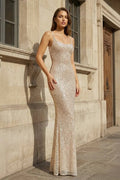 Simple Pink Mermaid Straps Sequin Prom Dresses With Split - Curvevia