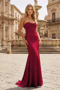 Sky Blue Mermaid Sweetheart Spandex Long Prom Dresses with Pleates - Curvevia