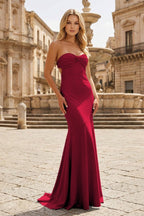 Sky Blue Mermaid Sweetheart Spandex Long Prom Dresses with Pleates - Curvevia