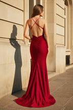 Mermaid Spaghetti Straps Dark Green Long Prom Dress with Appliques - Curvevia