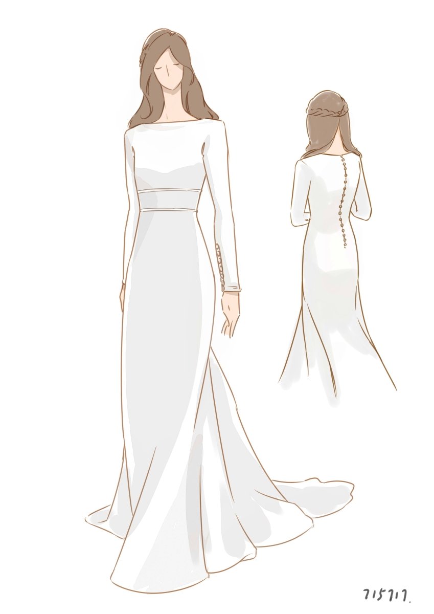 Modest Long Sleeve Satin Mermaid Wedding Dress With Sweep Train - Curvevia