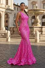 Mermaid Unique One Shoulder Sequins Evening Dress - Curvevia