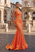 Mermaid Unique One Shoulder Sequins Evening Dress - Curvevia