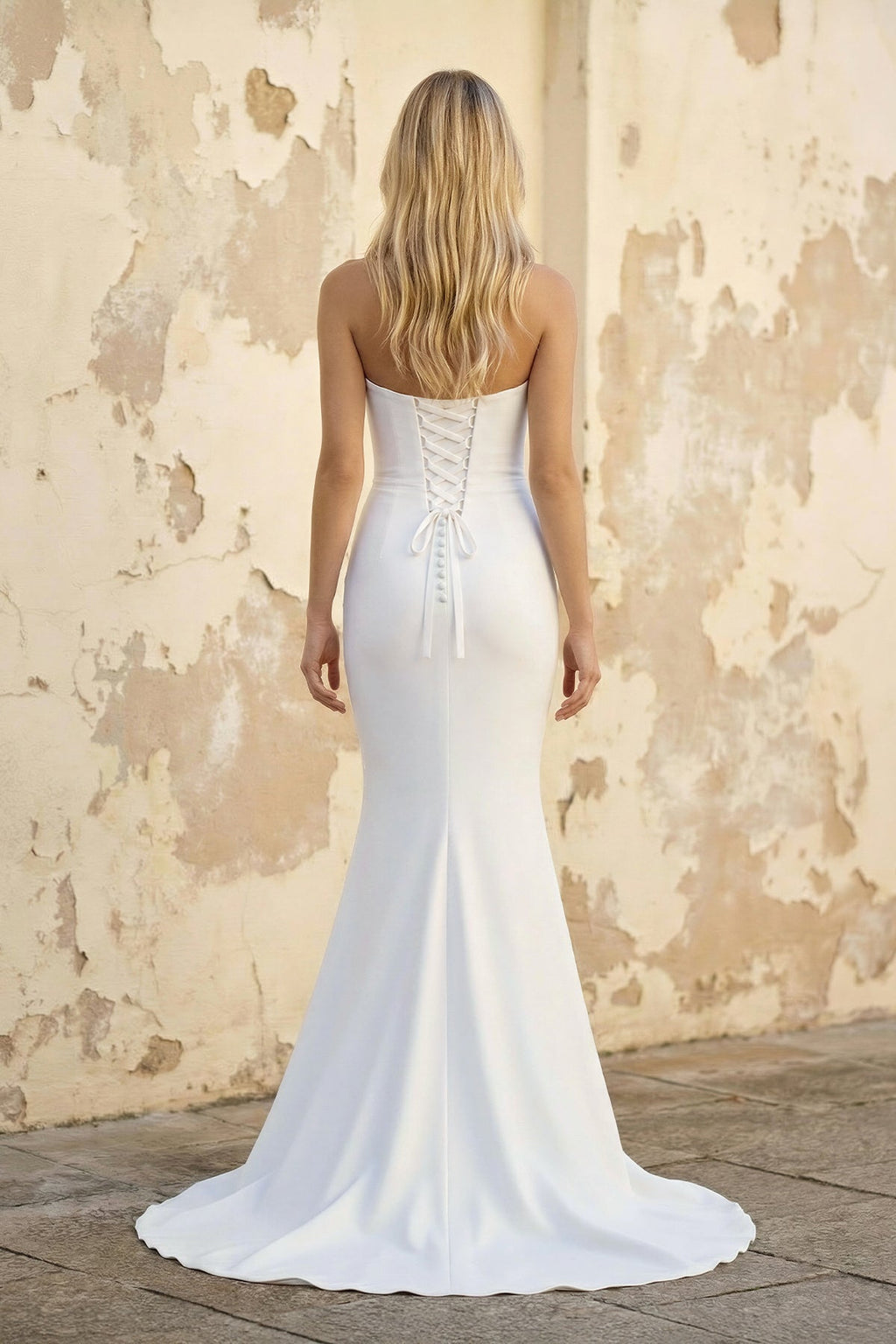 Mermaid Satin Sleeveless Wedding Dress With Sweep Train - Curvevia