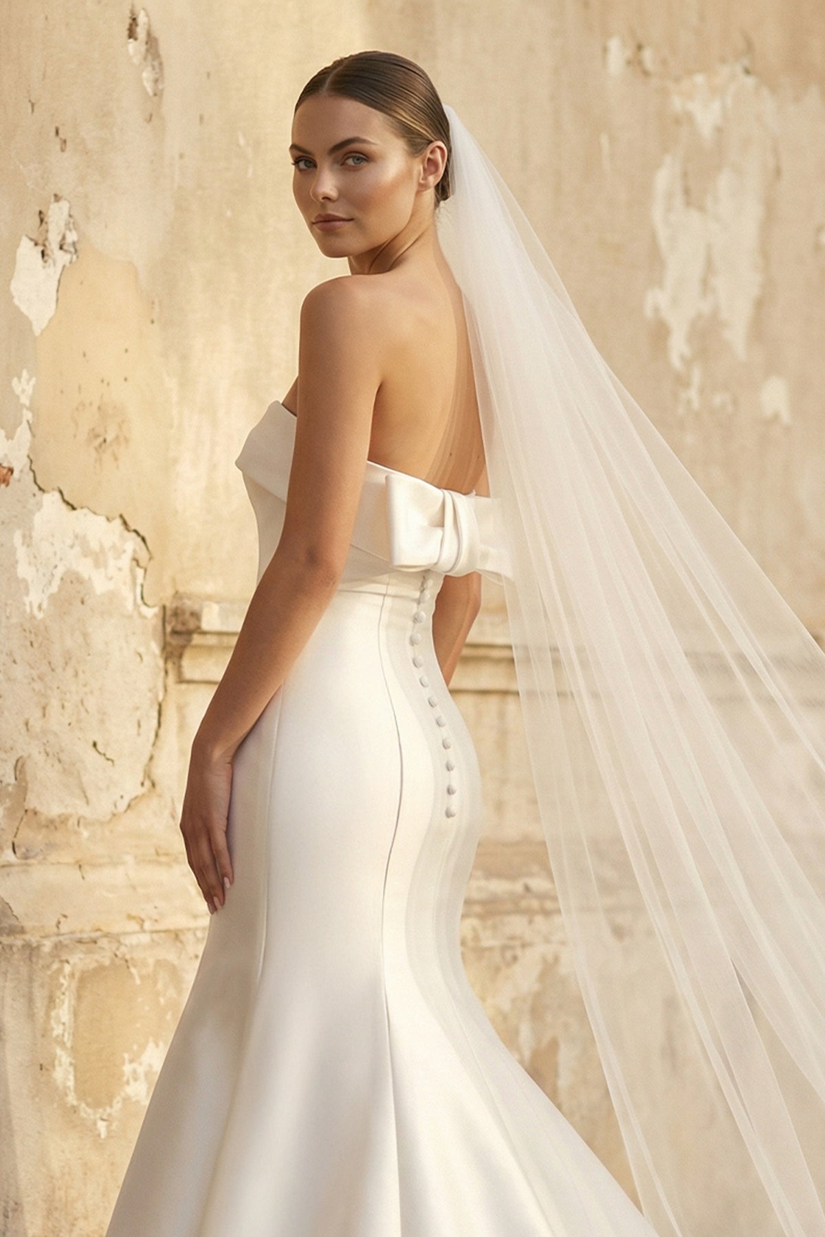 Elegant Mermaid Strapless Satin Sleeveless Wedding Dresses - Curvevia