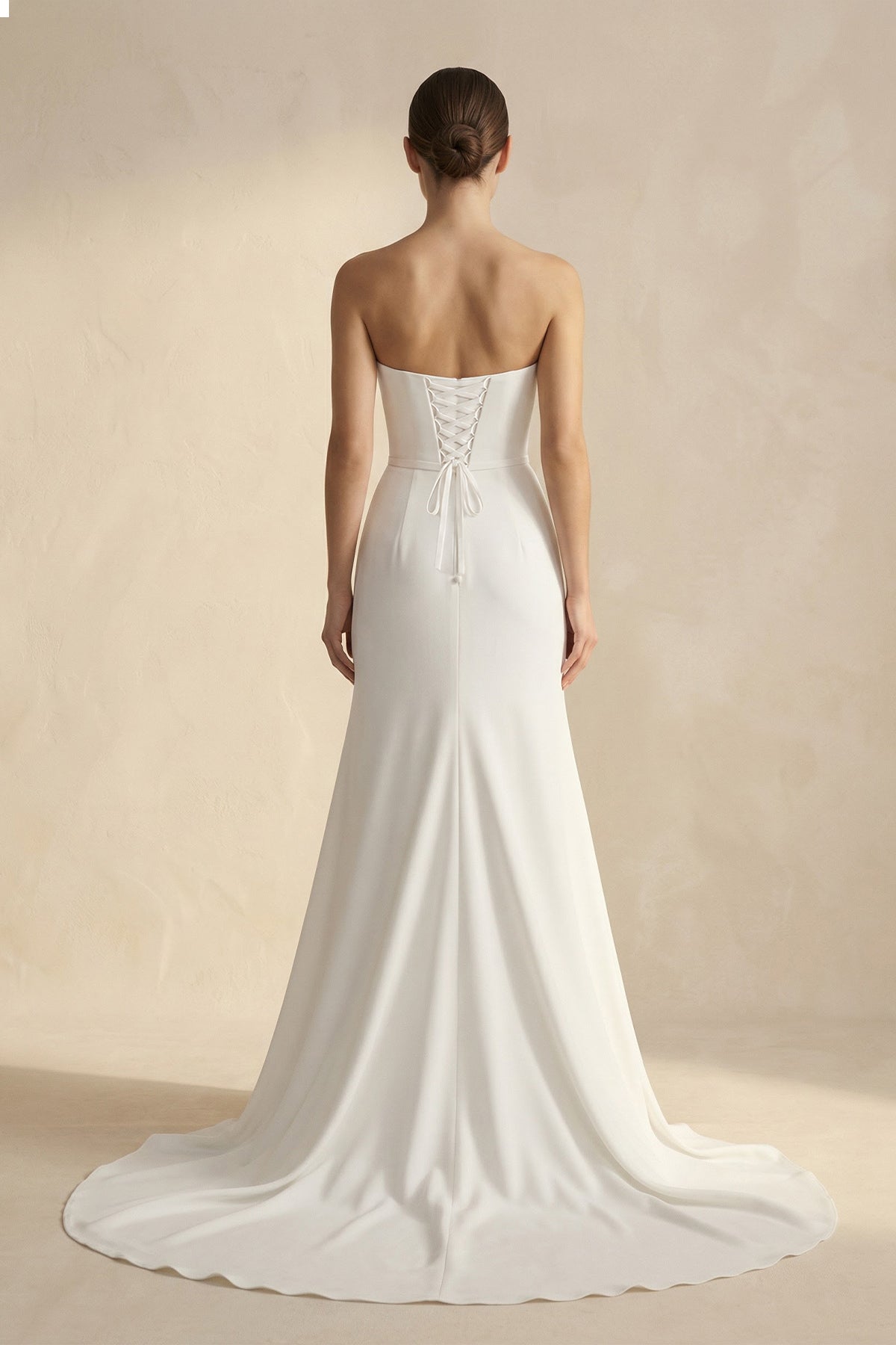Mermaid Strapless Satin Long Wedding Dress With Slit - Curvevia