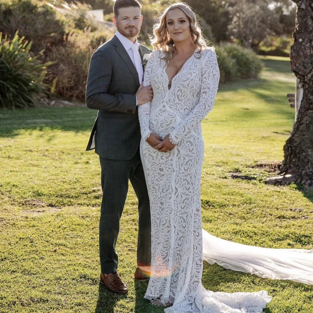 Mermaid Whisper Lace Embroidery Bridal Gown Wedding Dress - Curvevia