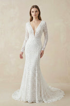 Mermaid Whisper Lace Embroidery Bridal Gown Wedding Dress - Curvevia