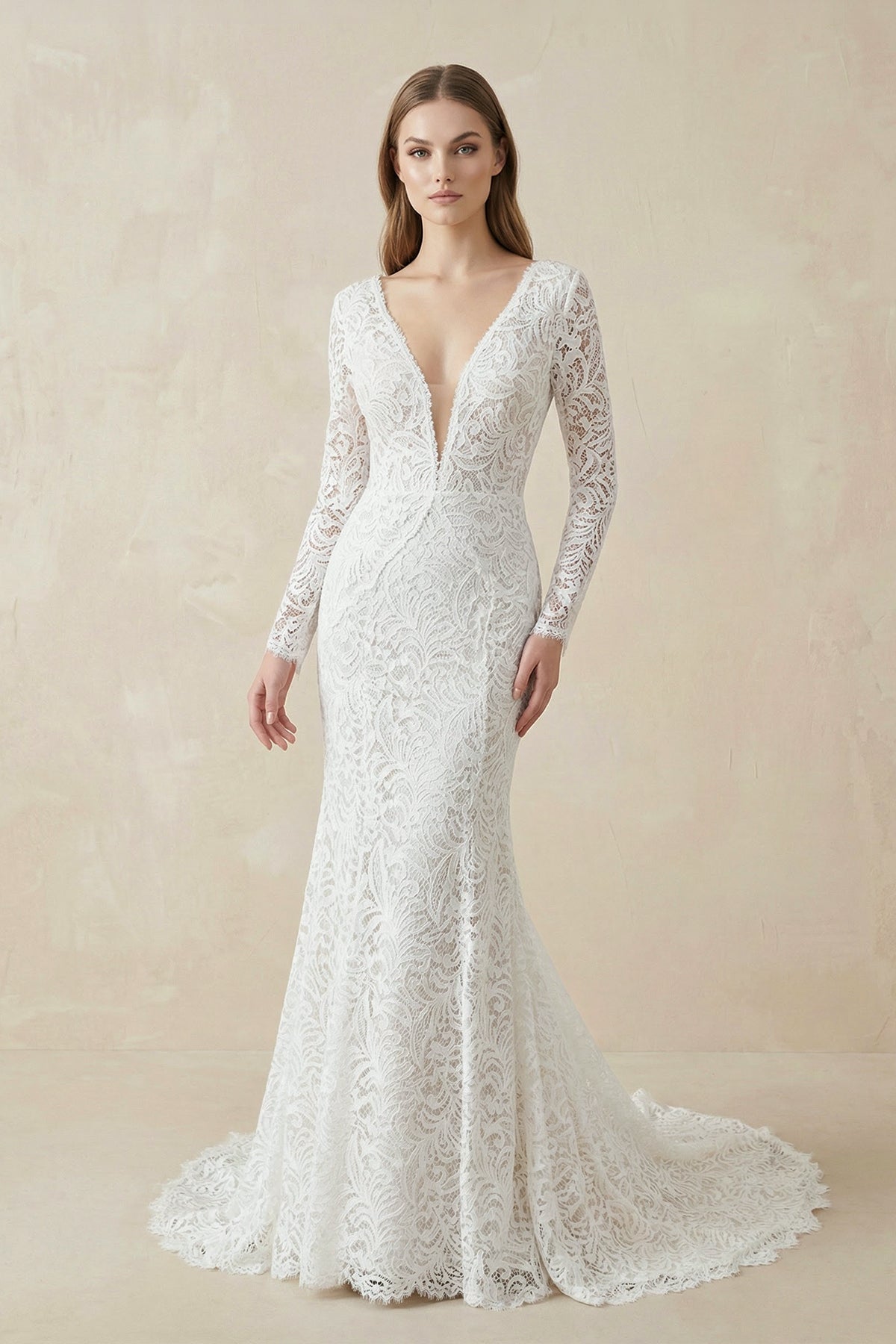 Mermaid Whisper Lace Embroidery Bridal Gown Wedding Dress - Curvevia