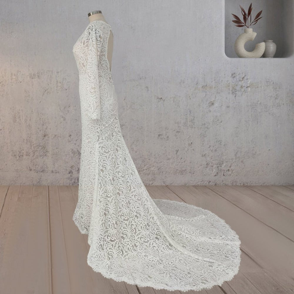Mermaid Whisper Lace Embroidery Bridal Gown Wedding Dress - Curvevia