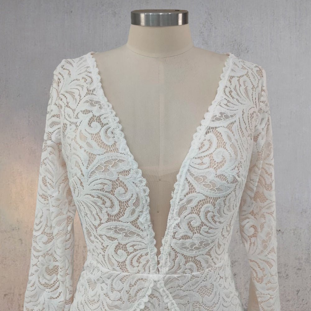 Mermaid Whisper Lace Embroidery Bridal Gown Wedding Dress - Curvevia