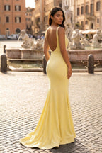 Mermaid V-neck Beaded Mermaid Evening Dress - Curvevia