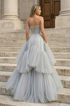 Sweetheart A-Line Tulle Long Prom Dress With Beading - Curvevia