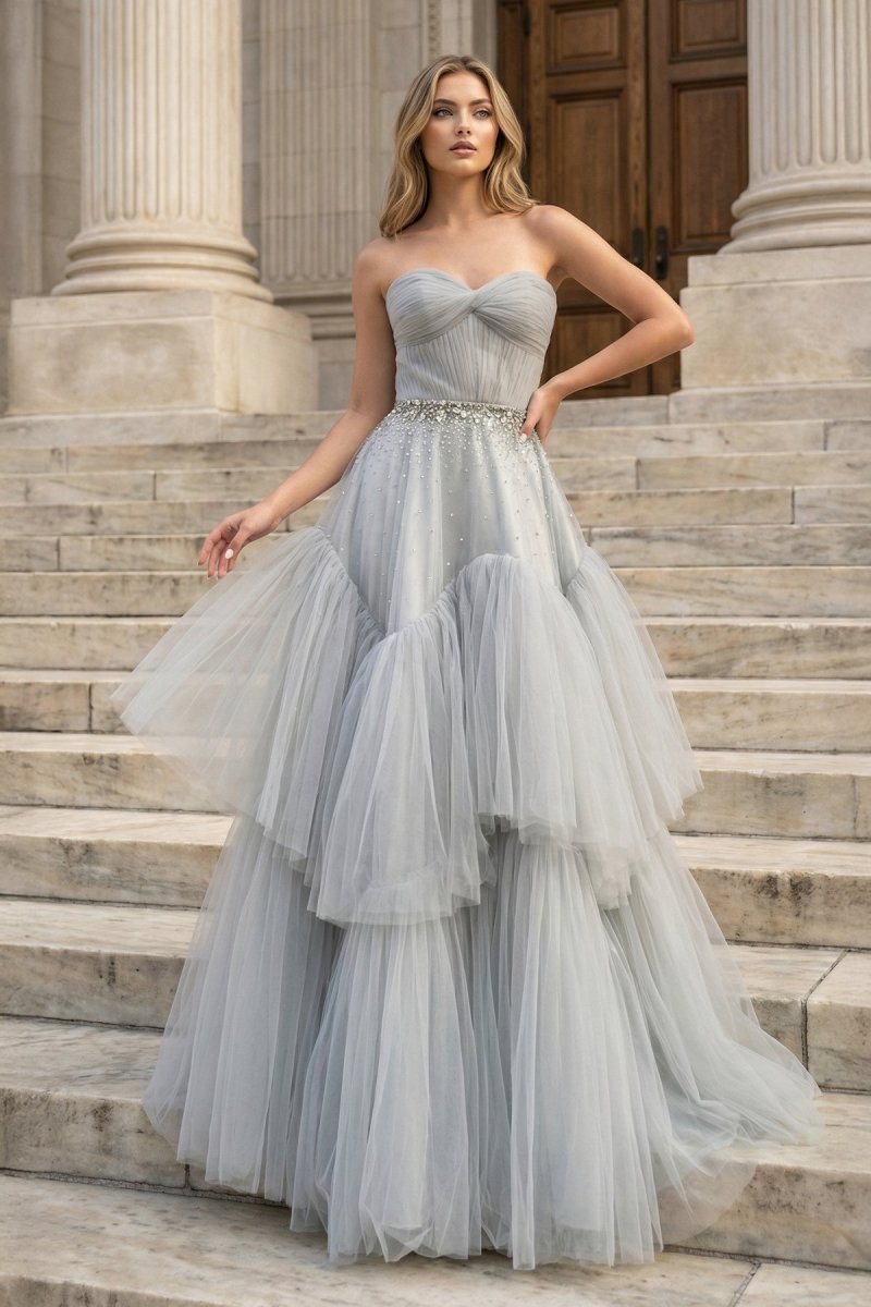 Sweetheart A-Line Tulle Long Prom Dress With Beading - Curvevia