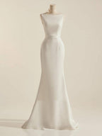 Simple Sleeveless Mermaid Wedding Dress With Sexy Bow - Curvevia