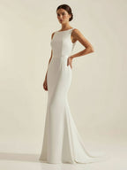 Simple Sleeveless Mermaid Wedding Dress With Sexy Bow - Curvevia