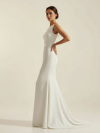 Simple Sleeveless Mermaid Wedding Dress With Sexy Bow - Curvevia