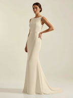 Simple Sleeveless Mermaid Wedding Dress With Sexy Bow - Curvevia
