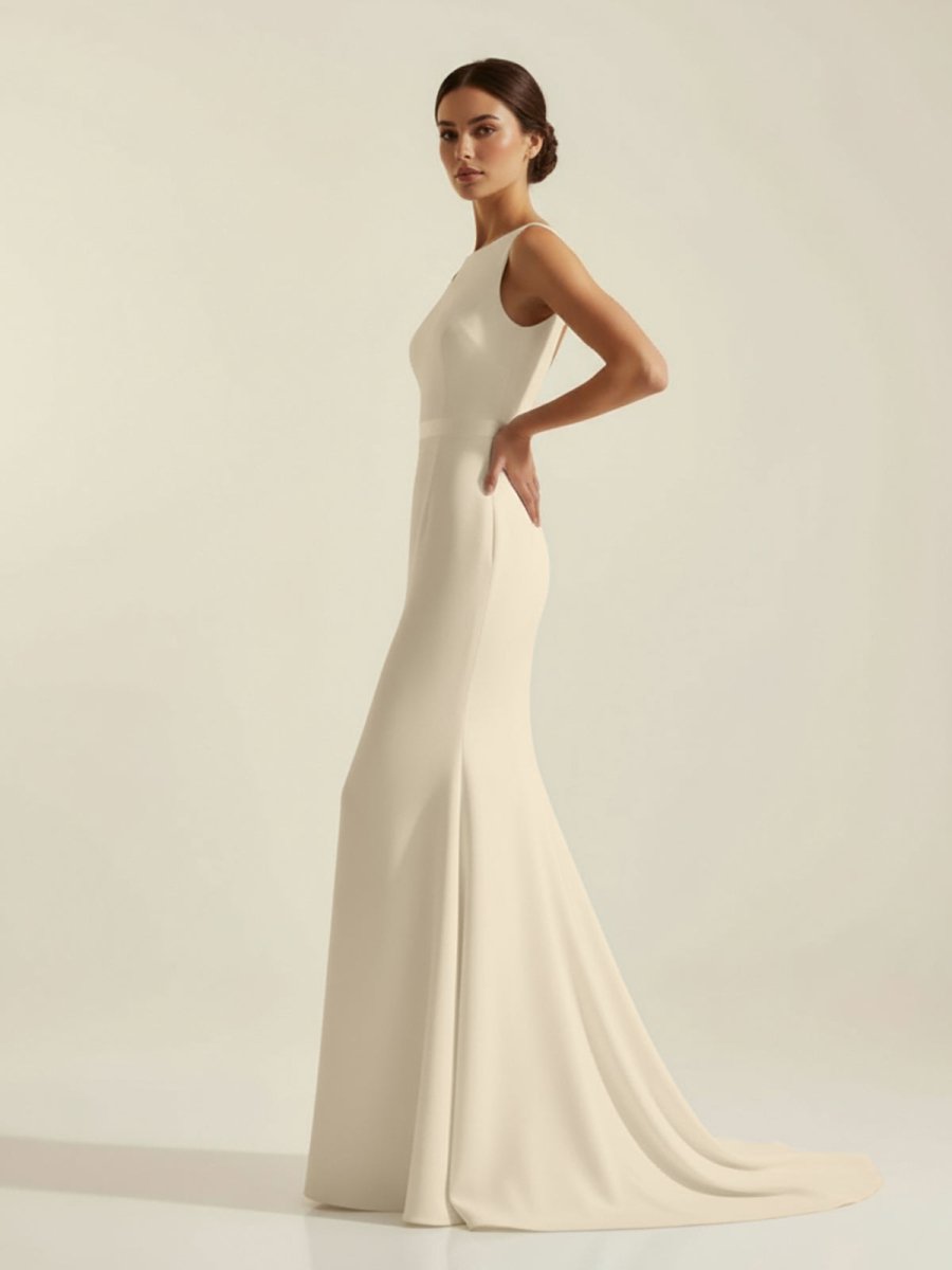 Simple Sleeveless Mermaid Wedding Dress With Sexy Bow - Curvevia