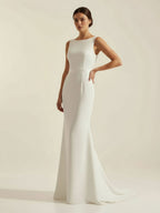 Simple Sleeveless Mermaid Wedding Dress With Sexy Bow - Curvevia